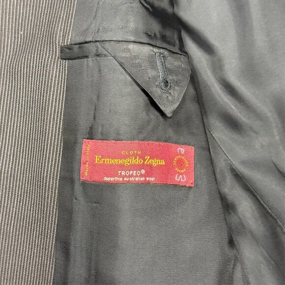 Salvatore Fazzari Ermenegildo Zegna Trofeo Suit Pinstripe Blue Wool 40 R 32x28 - Picture 7 of 13